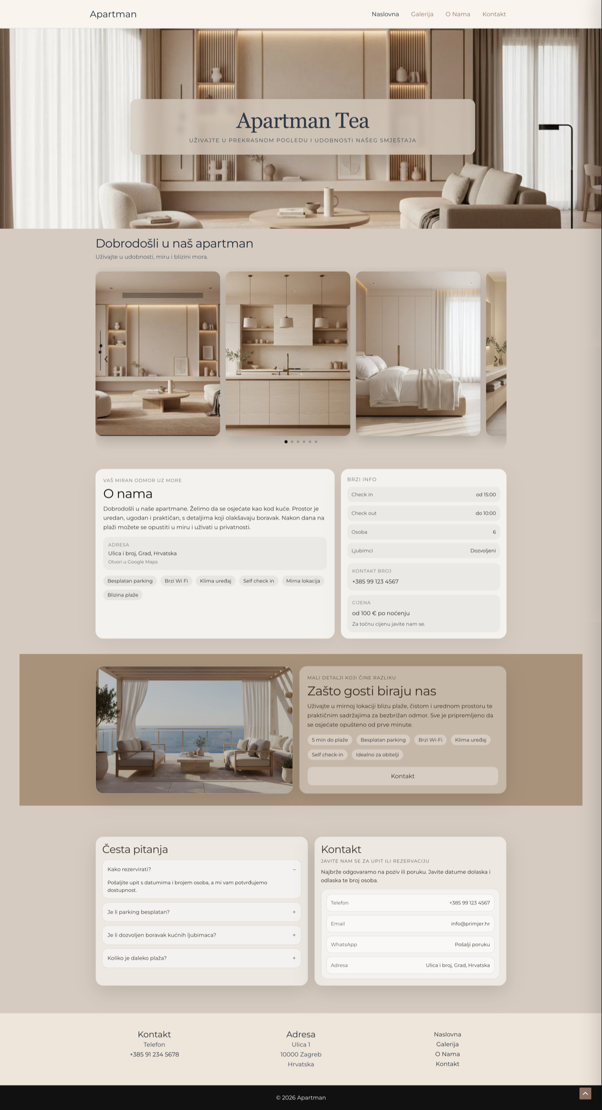 Primjer web stranice Apartman Tea
