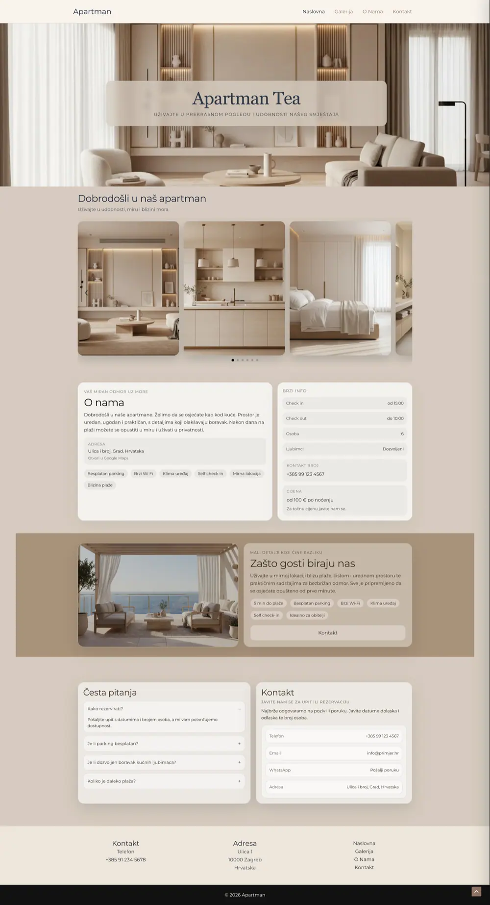 Izrađena web stranica Apartman Tea
